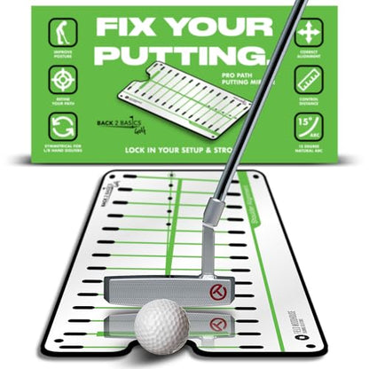 BACK 2 BASICS Golf Putting Mirror Golf Putting Aid Putter Practice Dual Sided Alignment Tool Indoor Training Posture Arc Mirror for Men & Women Compact Portable Setup Precision Swings - style: Pro Path Putting Mirror
