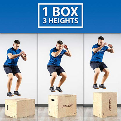 Synergee 3 in 1 Wood Plyometric Box for Jump Training and Conditioning. All in One Jump Trainer. Sizes 30/24/20, 24/20/16, 20/18/16, 16/14/12 - color: Wood Plyo - 24/20/16