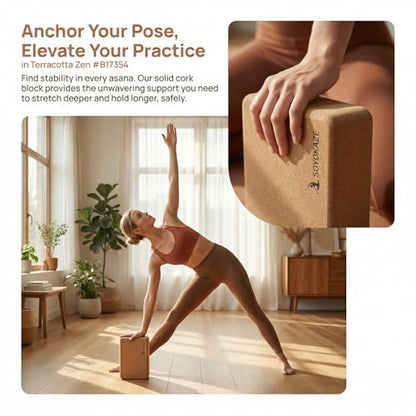 Cork Yoga Blocks,Natural Cork Soft Non-Slip Yoga Blocks for Women| Men