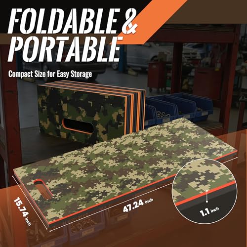 Foldable EVA Utility Mat with Handle, Heavy Duty Mechanic Mat for Kneeling, Workouts, Garages, Gardening, Camping, Picnics, Outdoor Adventures and Home Gyms, Mechanic Kneeling Pad Mechanics Mat-Camouflage - color: camouflage
