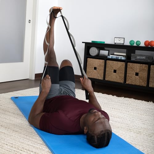 OPTP Stretch Out Strap Pro with Stretching Exercise Book, 11 Loop Stretching Strap for Yoga and Pilates, Physical Therapy Strap for Leg and Knee Recovery. Made in the USA