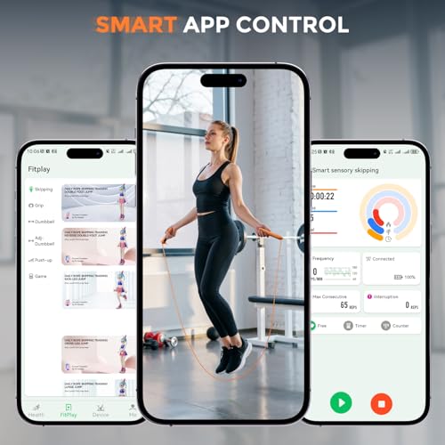 Smart Jump Rope, Wireless Jumping Rope, Supports Game App Interaction, Suitable for Home and Gym exercise, Fitness Skipping Rope, Suitable for Women, Men, Adults and Children