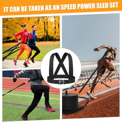 Sled Harness for Pulling, 6pcs Adjustable Shoulder Belt with 2 Rope 6.6ft and 9.8ft Push Equipment for Outdoor Indoor Full Body Workout to Improve Strength Agility Focus Men and Women