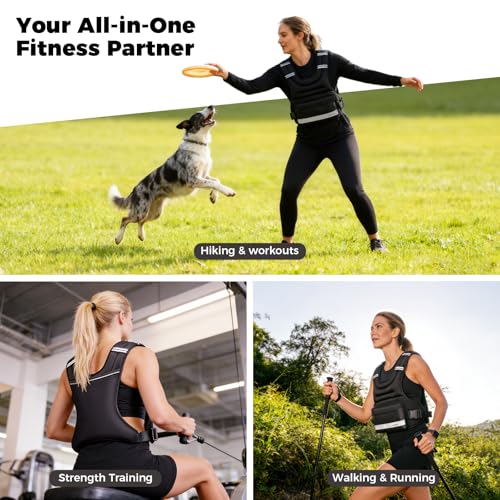 Weighted Vest Woman & Men,10lb Plus Size Weighted Vest With Phone Pockets & Reflective Strips for Walking, Running, Hiking,Rucking, Workout, Strength Training