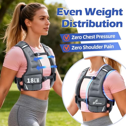 Sportneer Adjustable Weighted Vest Woman: 6-10lb/10-18lb Weighted Vests - color: Gray, size: 10-18 lbs