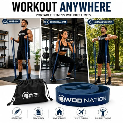 WOD Nation Pull Up Assistance Bands (10-175lbs Band) - Best for Pullup Assist, Chin Ups, Resistance Bands Exercise, Stretch, Mobility Work & Serious Fitness - 41 inch Straps