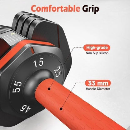 FEIERDUN Adjustable Dumbbell Set, Weight Set for Home Gym, 5/10-in-1 Free Weight Adjustable Dumbbells, Single Hand Twist Adjust with Non-Slip Handles, 90% Space Saving Strength Training for both Men&Women - color: 5 Weight Settings - 55 LB/Pair (110 LB To