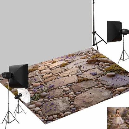 Kate Lavender Stone Photography Floor Mat, Rubber Studio Backdrop 5x4ft - color: Cobblestone, size: 5x4ft
