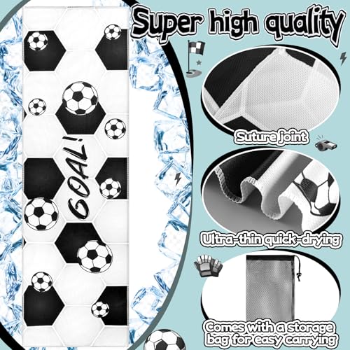 20 Pcs Soccer Towel 40 x 12 Inch Breathable Ice Sweat Towel with Storage Bag Quick Dry Microfiber Soccer Team Gift Party Favors for Fitness Camping Gym Running Sports Men Women Coach Gift - style: Soccer