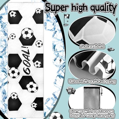 20 Pcs Soccer Towel 40 x 12 Inch Breathable Ice Sweat Towel with Storage Bag Quick Dry Microfiber Soccer Team Gift Party Favors for Fitness Camping Gym Running Sports Men Women Coach Gift - style: Soccer