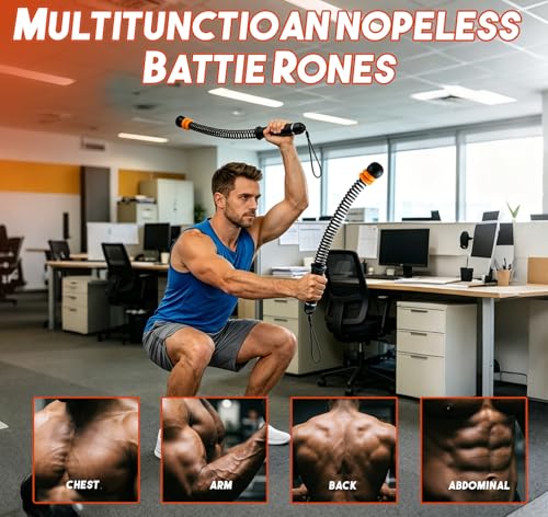 Ropeless Battle Ropes - Adjustable Weight Ropeless Battle Ropes for Home Gym, Portable Cordless Workout Fitness Equipment for Strength Building, HIIT and Low-Impact Aerobic Training for Men & Women