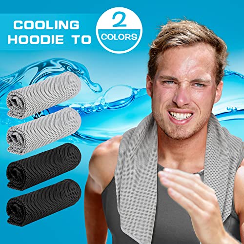 4 Pack Cooling Hoodie Towels Cooling Towels for Neck and Face Head Wrap UPF 50 UV Sun Protection for Sport Workout Camping(Black and Gray,Classic Style)