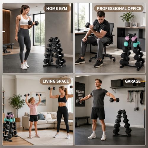 LIONSCOOL 5/6 Tier A-Frame Dumbbell Rack Stand Only, Heavy Duty Steel Weight Rack for Home Gym, Space-Saving Dumbbell Stand (200/300/600LBS Capacity)