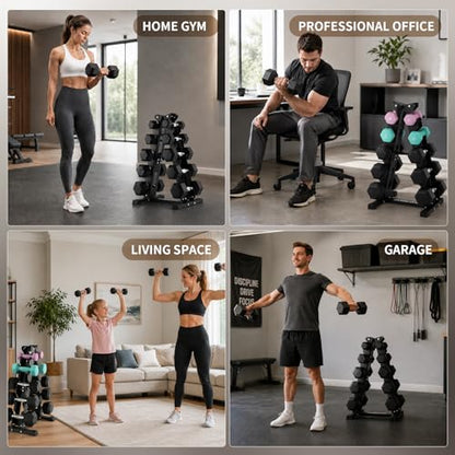 LIONSCOOL 5/6 Tier A-Frame Dumbbell Rack Stand Only, Heavy Duty Steel Weight Rack for Home Gym, Space-Saving Dumbbell Stand (200/300/600LBS Capacity)