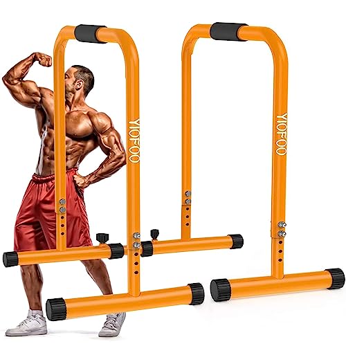 Dip Stands Bar Adjustable Parallel Bars Dip Station, Capacity Perfect for Home and Garage Gym Exercise Equipment Gymnastics(Color:Orange) - color: Orange