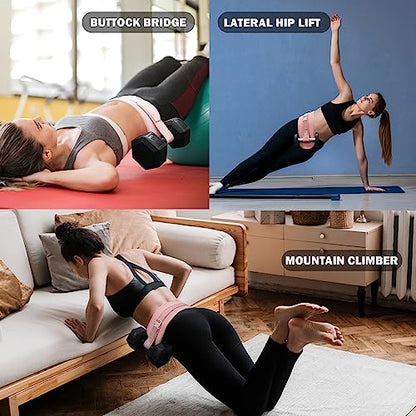 Hip Thrust Belt, Fully Upgraded Hip Thrust Belt for Dumbbells, More Comfortable Hip Thrust Belt, Home Gym Hip Thrust Belt with Wider and Longer Anti-Slip Pads. - color: pink