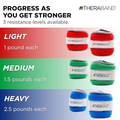 Theraband 25871 Comfort Fit Ankle & Wrist Cuff Wrap Weight Set, 1.5lbs, Green - size: Level 2 / 1.5lb - Green