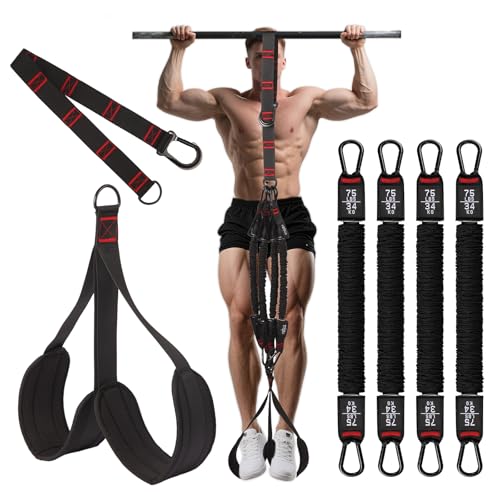 Pull Up Assistance Bands Heavy Duty Pull Up Workout Band with Feet Rest 4 Pull Up Bands Assistance Bands for Pull-Up Body Stretching Home Fitness