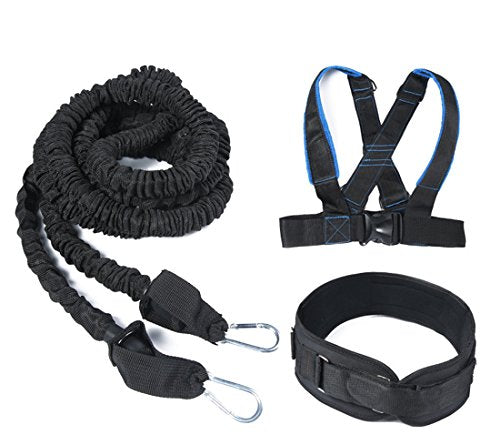 Speed Training Belt Sled Harness Resistance Band Waist Belt Agility Training Vest - color: Blue set