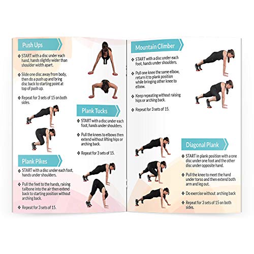 Glide Discs - Dual Sided Core Gliders for Carpet or Hardwood Floors. Abdominal Exercise Equipment with Training Guide Plus Bonus Digital Workouts