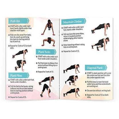 Glide Discs - Dual Sided Core Gliders for Carpet or Hardwood Floors. Abdominal Exercise Equipment with Training Guide Plus Bonus Digital Workouts