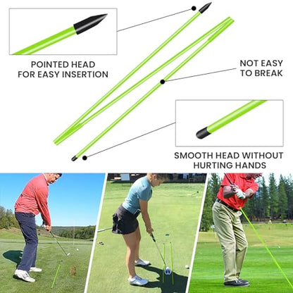 VEASAERS Golf Alignment Stick Training Aid Foldable Rods 2 Sticks with Cover, Practice Aid for Aiming Putting Swing Trainer Posture Corrector Indoor Outdoor