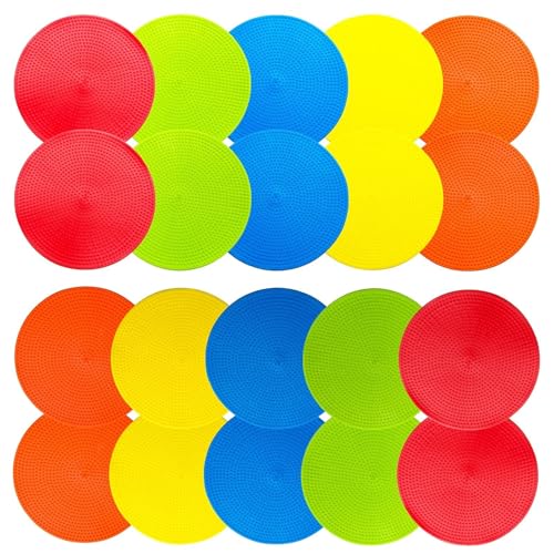 LAZR Non Slip Agility Marker Aggregate Dots 4.72 inch 9 inch Floor Dot Marker for Classroom Dance Sports Football Basketball Speed Agility Training - style: 9inch 20pcs(5colors)