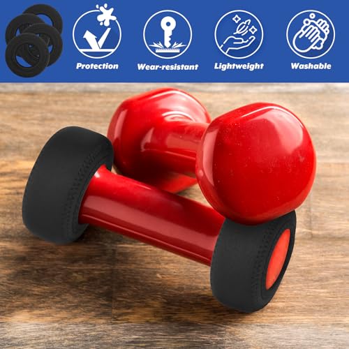 Cosmos 4 Pcs Neoprene Dumbbell Head Ends Protector Cover Wrap - Hand Weight Stretchy Ends Cover Barbell Wrap Sleeve Compatible with DOHL Neoprene Coated Dumbbell 10-15 LBS, Covers Only