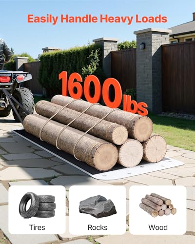 VEVOR Yard Drag Sled, 110 x 40 in, 1600lbs Heavy Duty Utility Sled, PE Drag Glider with Ropes & Pull Cable, Dual Use Game Hauler for Firewood Ice Fishing, Compatible with ATVs UTVs Tractors