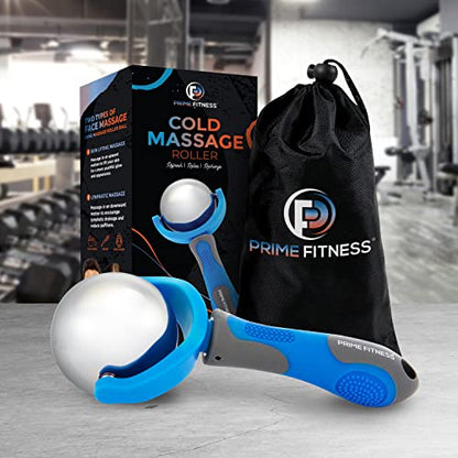 Cold Massage Roller Ball | Cold Therapy | Ice Roller Ball with Handle | cryo Stick | Relieve Muscle Pain (Blue) - color: Blue