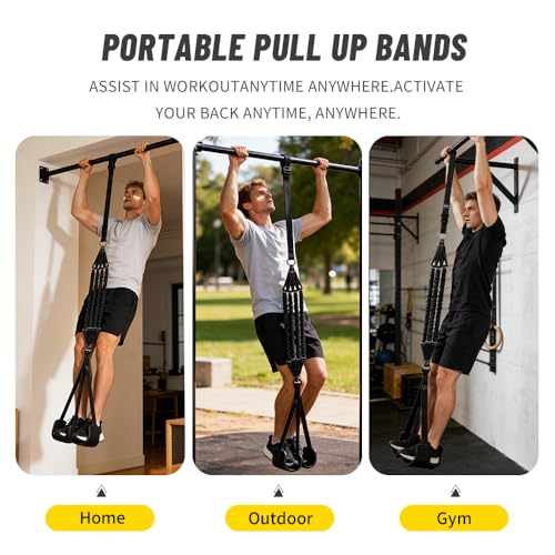 Pull Up Assistance Bands, Heavy Duty Resistance Bands for Pull Up Bar, 75-300lbs Adjustable Assist Bands with 5 Loop Bands & Cooling Towel, Home Gym Fitness for Men Women
