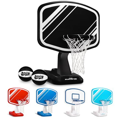 GoSports Splash Hoop PRO Pool Basketball Game – Modern Poolside Basketball Hoop with Backboard, Ball & Pump – Swimming Pool Basketball Hoop for Inground & Above Ground Pools - color: Black