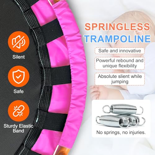 ATIVAFIT 36-Inch Toddler Trampoline with Foam Handle, Foldable Indoor Outdoor Mini Rebounder for Kids Ages 2–6 - color: Pink and yellow