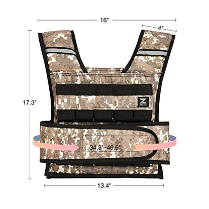 ZELUS Weighted Vest with Adjustable Weights for Home Workouts - color: 45lb Desert Camo