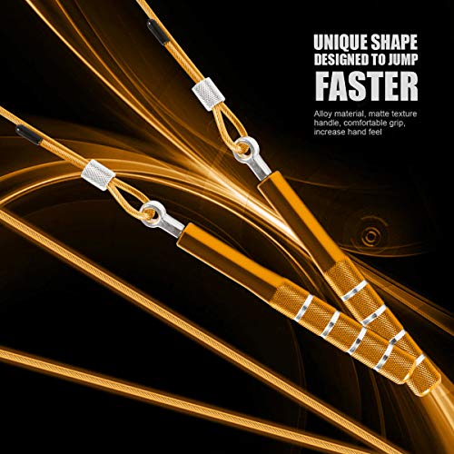 Jump Rope, Wastou Speed Jumping Rope for Training Fitness Exercise, Adjustable Adults Workout Skipping Rope for Men, Women, Kids, Girls - color: Gold