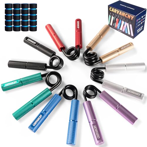 Grip Strength Trainer Set, 6 Pack, 50-350LB, Wrist Forearm Strengthener, Metal No Slip, Hand Grip Gripper Strengthener for Strength Training and Exercise, Hand Workout Squeezer Grip Strength - color: 7Pack,50-350lb,Purple+Silver+Blue+Red+Black+Gold+Green