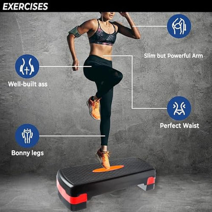 High Adjustment Fitness Stepper, Multi Level Adjustable Aerobic Stepper for Cardio