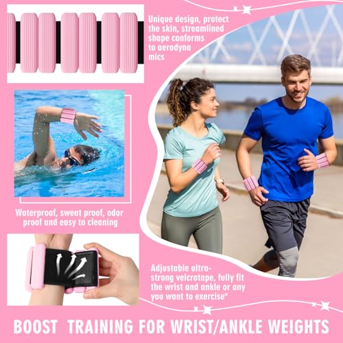 Wrist Weights, Adjustable Wrist Ankle Weights for Women and Men (1 lb Each), 2Pack Wearable Silicone Bracelets Suitable for Walking, Yoga, and Gym, Arm & Leg Workout, 2lb - color: Pink