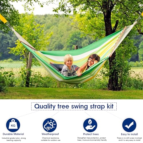 Safe Tree Swing Straps Hanging Kit with Two Alloy Carabiners 2,200lb Breaking Strength Easy and Fast Installation Swings or Hammocks (10ft-Single)