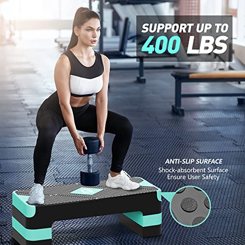 GYMMAGE Aerobic Exercise Step, Adjustable Height, - color: Turquoise
