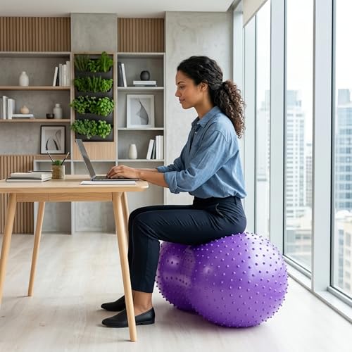 Sensory Peanut Ball 35x18 Inch, Anti Burst Peanut Shaped Therapy Ball with Air Pump, Yoga Exercise Ball for Pregnancy Labor Fitness Balance Core Physical Strength Training Flexible Wiggle Seating