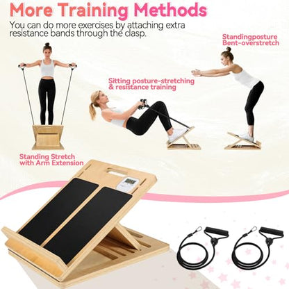 15.74x11.8 Inches Anti-Slip Slant Boards for Exercise, Adjustable Wooden Slant Board for Calf Stretching with Stretch Strap, Ideal for Leg, Knees, Heel, Ankle,Stretching, Plantar Fasciitis (220 LBS) - size: Small
