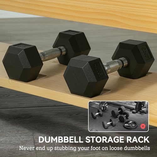 Soozier Adjustable Weight Bench with Dumbbell Rack, Wooden Workout Bench, Flat or Incline Bench for Home Gym Weight Lifting Training - color: Black