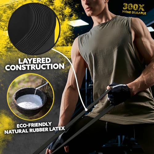 Tribe Lifting Resistance Bands for Working Out Men and Women - Set of 5 Pull Up Bands for Strength Training, Exercise Bands with Handles, Door Anchor and Bar Options for Home Gym