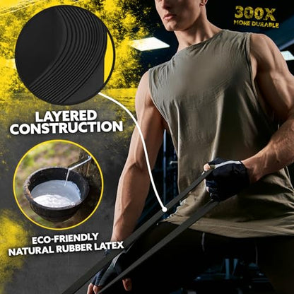 Tribe Lifting Resistance Bands for Working Out Men and Women - Set of 5 Pull Up Bands for Strength Training, Exercise Bands with Handles, Door Anchor and Bar Options for Home Gym