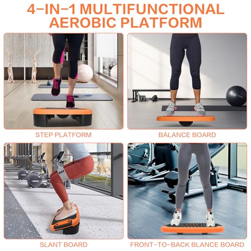 4-in-1 Step Up Platform, Adjustable Aerobic Balance Board
