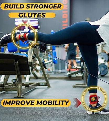 Ankle Straps for Cable Machines (Pair) – Adjustable Padded Ankle Cuffs for Glute & Leg Workouts – Kickbacks, Leg Extensions, Hip Abductors & Lower Body Exercises