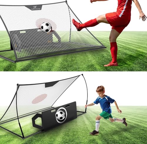 SwiftSurge Soccer Rebounder Net - Collapsible Rebounder Soccer Trainer Net with Rebound Board, Steel Iron Tubes - Soccer Ball Net Kicker for Passing, Volley & Solo Training - 6 Feet x 4 Feet