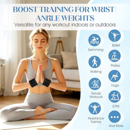 Ankle and Wrist Weights for Women & Men, Adjustable Leg & Arm Weights Set of 2 (1Lbs Each), Weighted Bangles Fits for Yoga, Pilates, Home Gym, Strength Training - color: Black