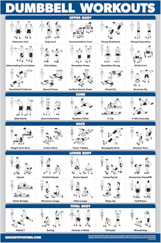 Palace Learning Dumbbell Workout Exercise Poster - Free Weight Body Building Guide | Home Gym Chart - LAMINATED, 18" x 24" - color: Laminated